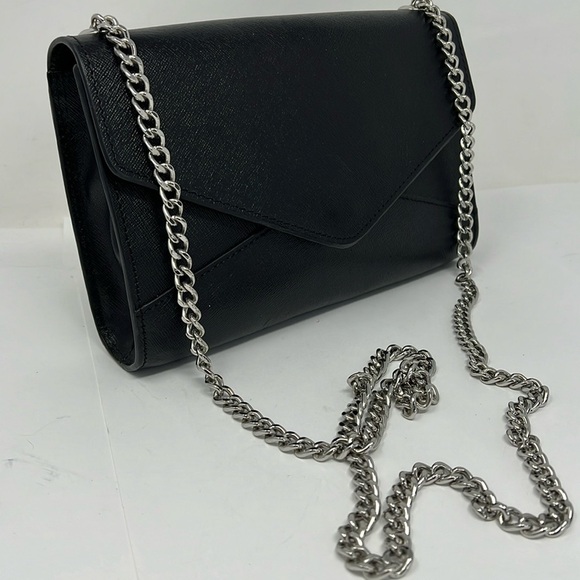 Barneys New York Hannah Saffiano LeatherEnvelope Chrome Chain Shoulder Bag